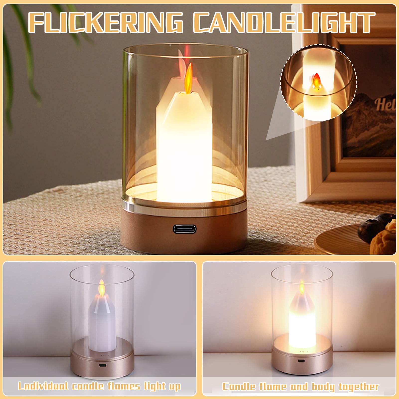 NICE POINT LED-Kerzen Set – 3 Stück, Wiederaufladbar Via USB, Mit Fernbedienung & Timer, Realistischer Flammeneffekt