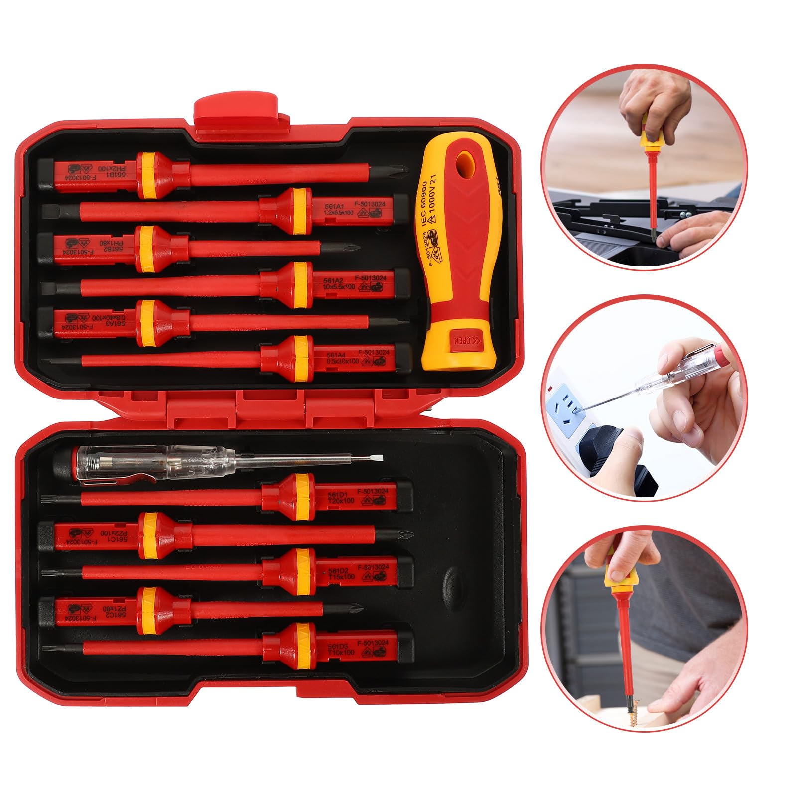 Toddmomy Destornilladores Aislados 13 Piezas Vde 1000 V Punta Pozidriv Ranurada Magnética Acero Vanadio Mango Ergonómico Juego para Electricista Estuche Portátil