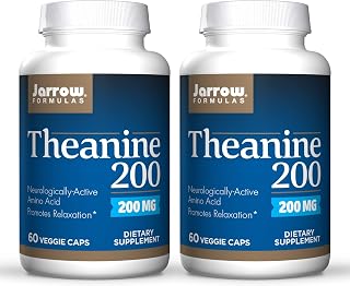 Jarrow Formulas Theanine 200 mg, 60 Veggie Caps, Pack of 2