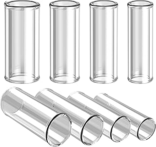 8pcs Glass Guitar Slide for Electric and Acoustic: Finger Knuckle Slide Guitar Multisize with Extra Large Guitar Slides Glass Small Medium and Large Long 70mm