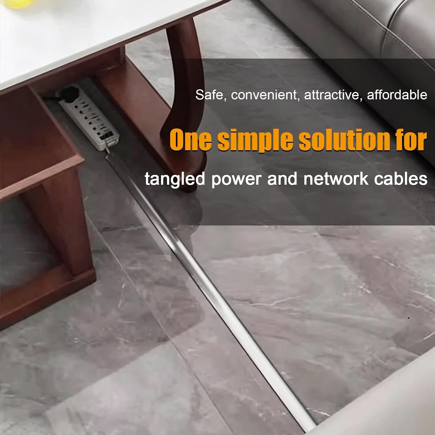 Electric Cord Covers for Floor, Self Adhesive Cord Concealer, Low Profile Wire Management Channel for Home Office, Warehouse(47x12.5mm/1.9x0.5in)