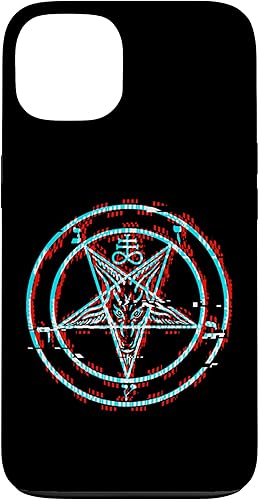 Funda de terror estética para iPhone 13 Pentagrama satánico Baphomet Vaporwave
