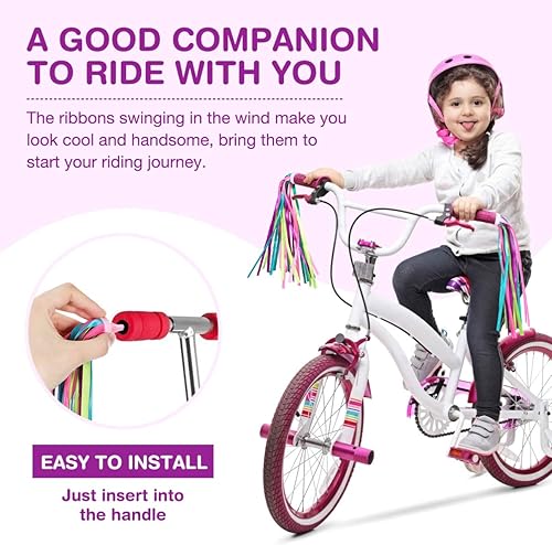 Miniatura 6 de BESPORTBLE Cinta de borla de bicicleta para niños, 1 par de serpentinas coloridas para manillar de bicicleta para niñas y niños, accesorios de