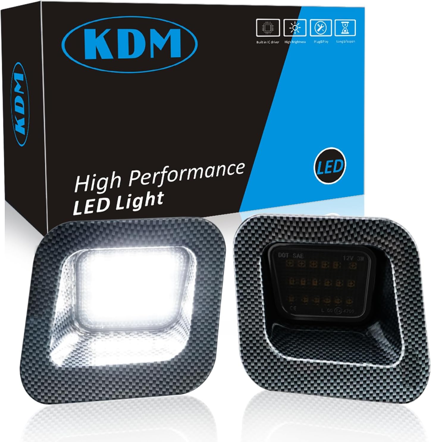 Black Carbon Fiber Pattern LED License Plate Lights, Kuwait Ubuy