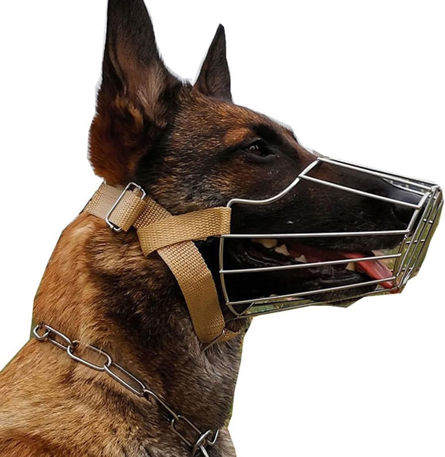 Protección contra la mordedura, Bozal for Perro, bozal metálico antiladridos y antimordeduras, Transpirable, con Correas Ajustables.(L/25 40kg)