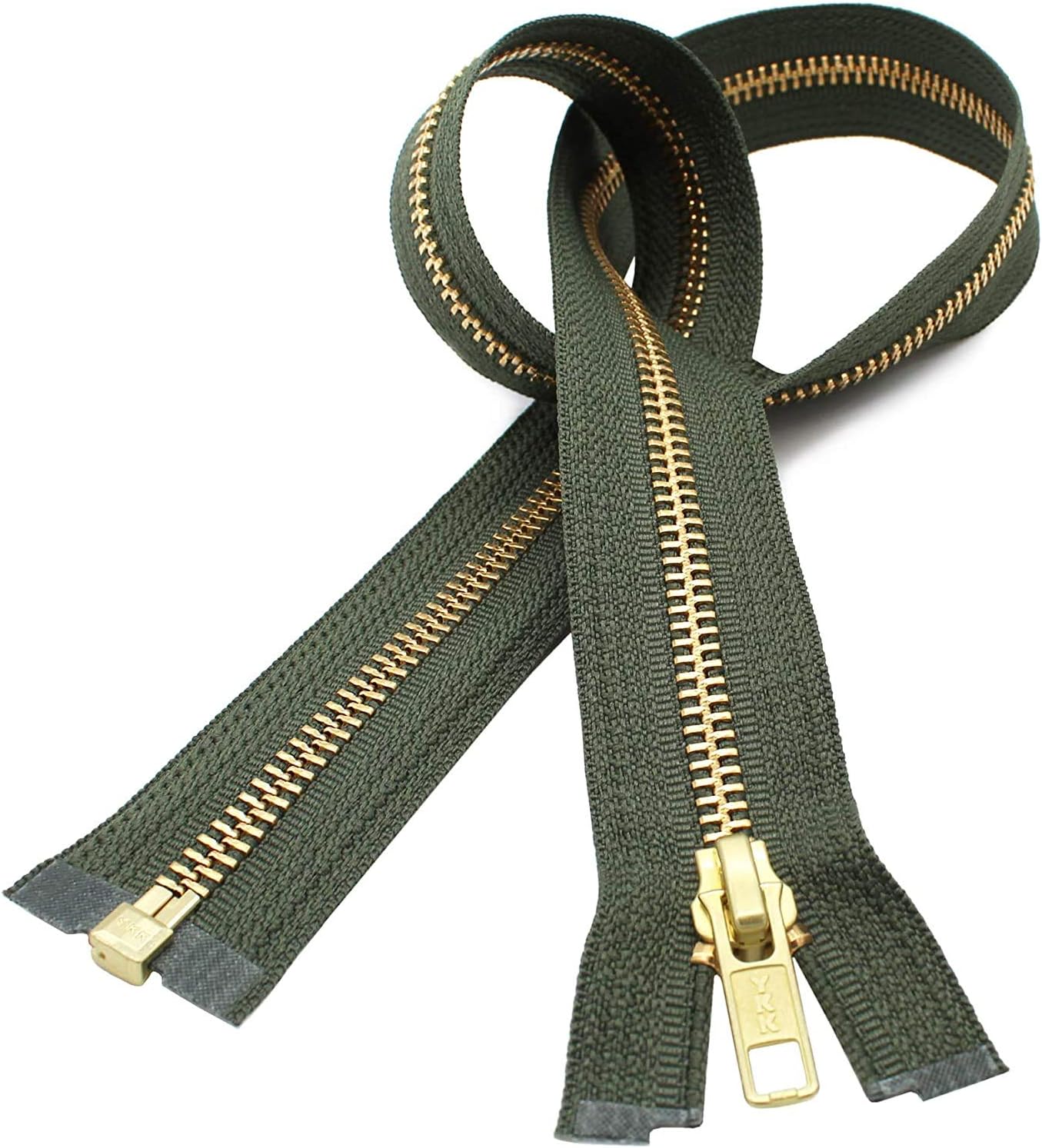 #5 Brass Metal Separating YKK Jacket Zipper - Choose Your Color & Length (Beige, Brown, Navy, Or Olive Green) - 1 Zipper Per Pack - Made in The United States (Beige 572, 20" Inches)