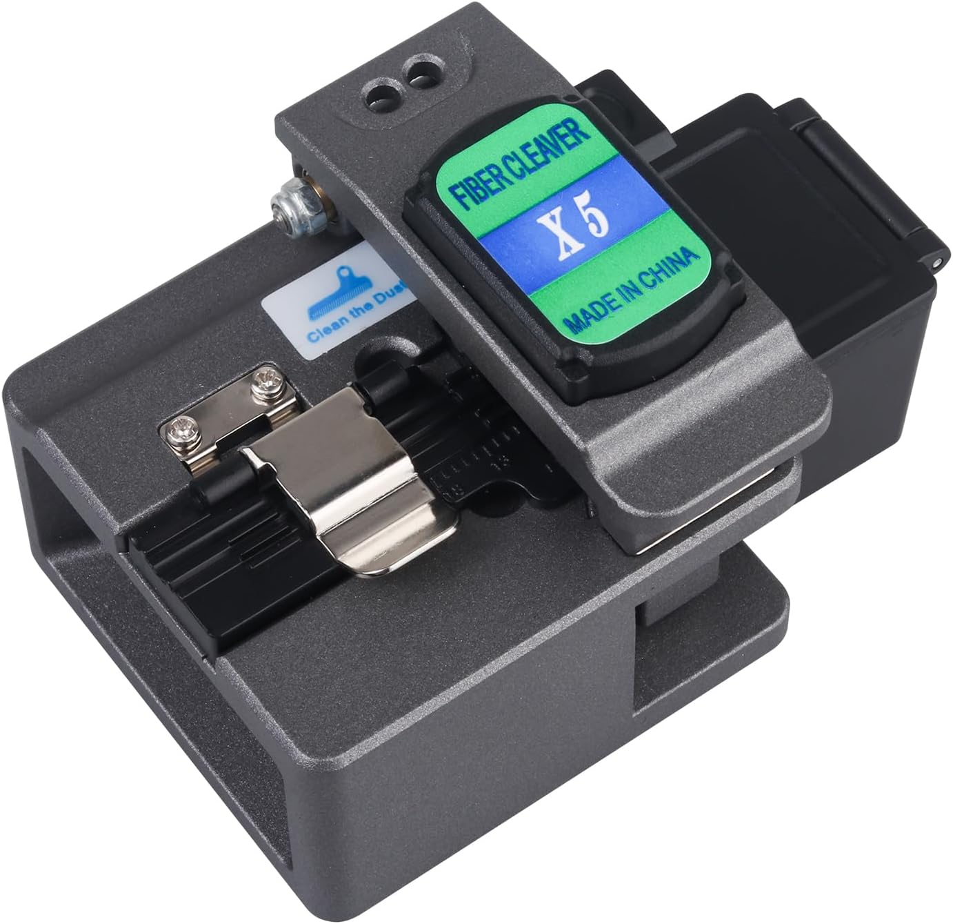 A-X5 Fiber Cleaver for 0.25mm, 0.9mm, 3.0mm Fiber Cable with16 Position Blades and 3 in 1 Fixture Automatic Rebound Slider Rail FTTH Tool (Gray)