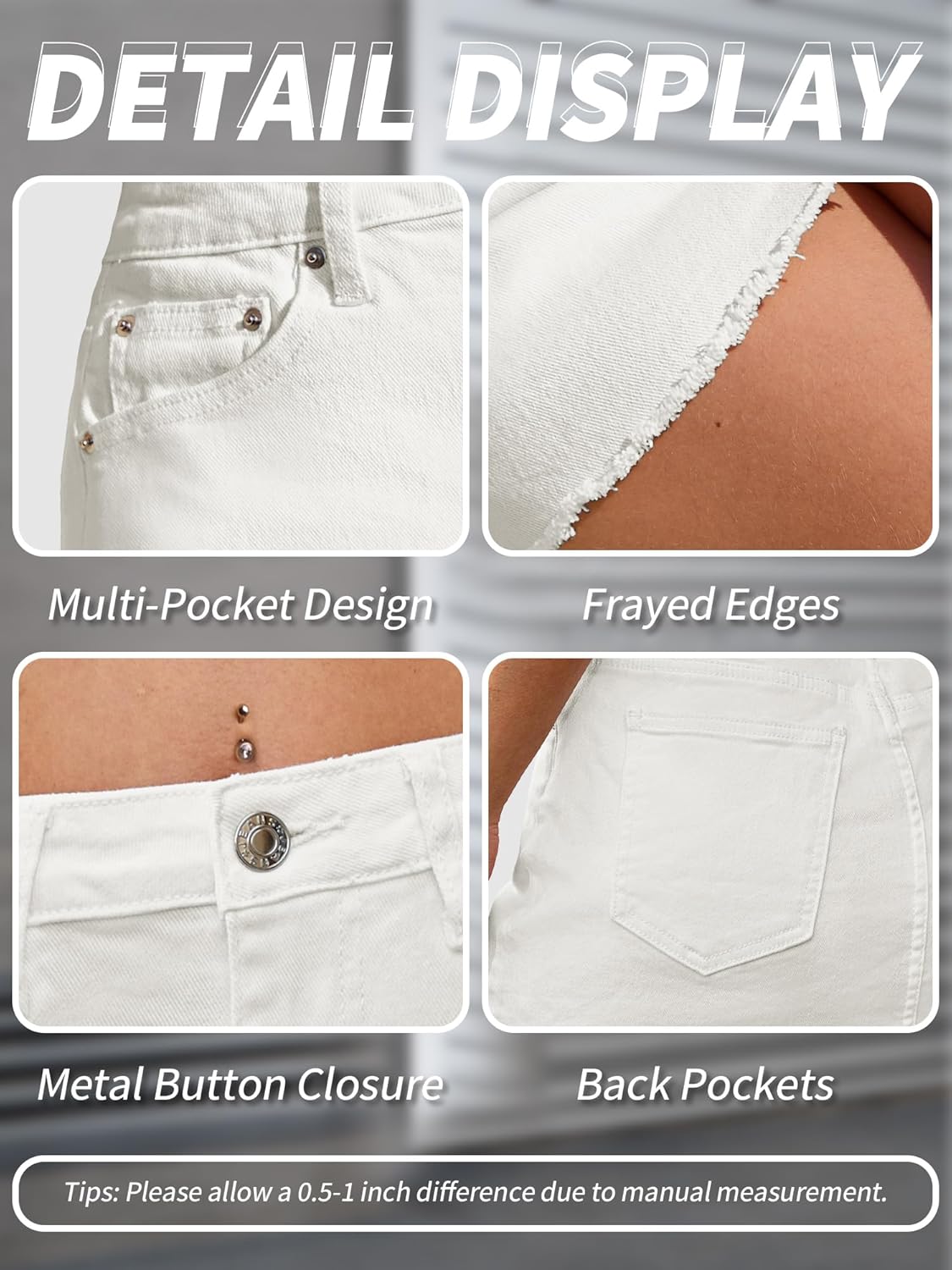 ELLEVEN Denim Skirt Women Mini Low Waist Stretchy Raw Hem Jean Skirt with Pockets - Image 5