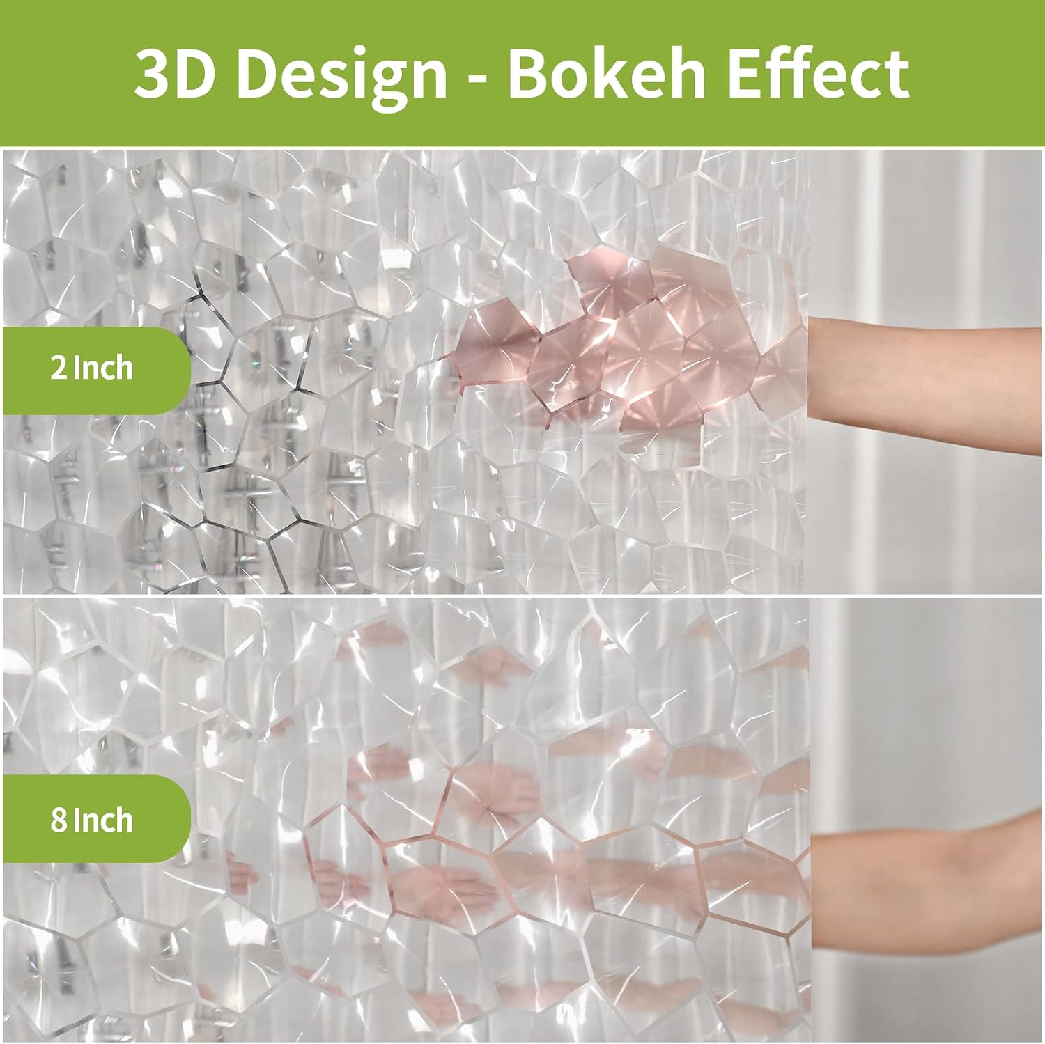 OTraki Shower Curtain Clear Liner 72 x 78 inch Bathroom Curtains Long Shower Curtain Transparent 3D Water Cube Bath Waterproof See Through Shower Curtains Liner Clear with 12 Grommets Hooks | Shower Curtain Transparent 3D Water Cube Bath Waterproof See Through Shower Curtains Liner Clear with 12 Grommets Hooks