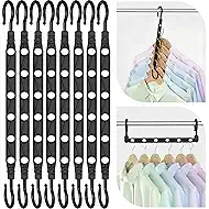 Space Saving Hangers for 48 Clothes, Reinforced Collapsible Hangers with 360° Swivel Hook, Hanger Hooks Space Saver for Closet Organizers and Storage, Dorm Room Essentials, Fully Assembled, Black