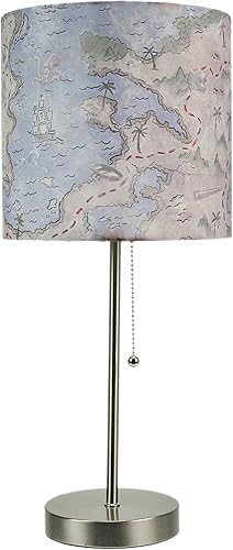 Miniatura 2 de Lámpara decorativa de níquel cepillado con mapa del tesoro, 19 pulgadas de altura decoración de playa pirata costera - Infunde tu espacio con