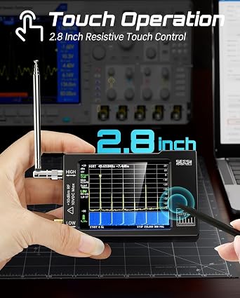 Portable TinySA Spectrum Analyzer,SEESII Upgraded V0.3.1 Handheld Tiny Frequency Analyzer 100kHz to 960MHz MF/HF/VHF UHF Input,Signal Generator with 2.8 inch Touch Screen with ESD Protect Function