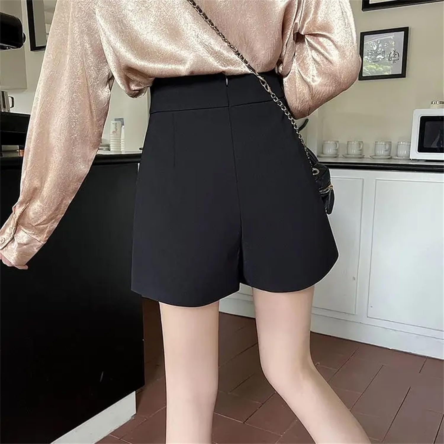 Womens Thickened Shorts Korean Slimming High-Waisted A-line Boot Pants Wide-Leg Casual Pants