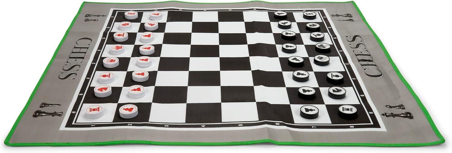 Nasco PE08645 Giant Floor Chess Game for 2-4 Players, Includes Carpet and Pieces