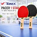 VINEX Pacer 1 Star Table Tennis Racket Set Pack of 2 | Good Speed, Spin and Control | Excellent Rubber with Wooden Handle | Ping Pong Intermediate Series Paddle for Indoor Training gallery image