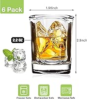 Vista 2 de Hlukana Juego de 6 Vasos de Chupito de Base Pesada, 60 ml Vasos de Chupito Cuadrados de Tequila Transparente a Granel, Vaso de Chupito de Espresso