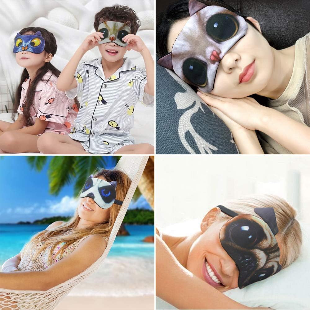 Cute Sleep Eye Mask for Sleeping Cartoon Super Soft and Lightweight Eye Cover Blindfold Eyeshade for Men Women Kid Plane Travel Nap Night Sleeping 8 Pack
