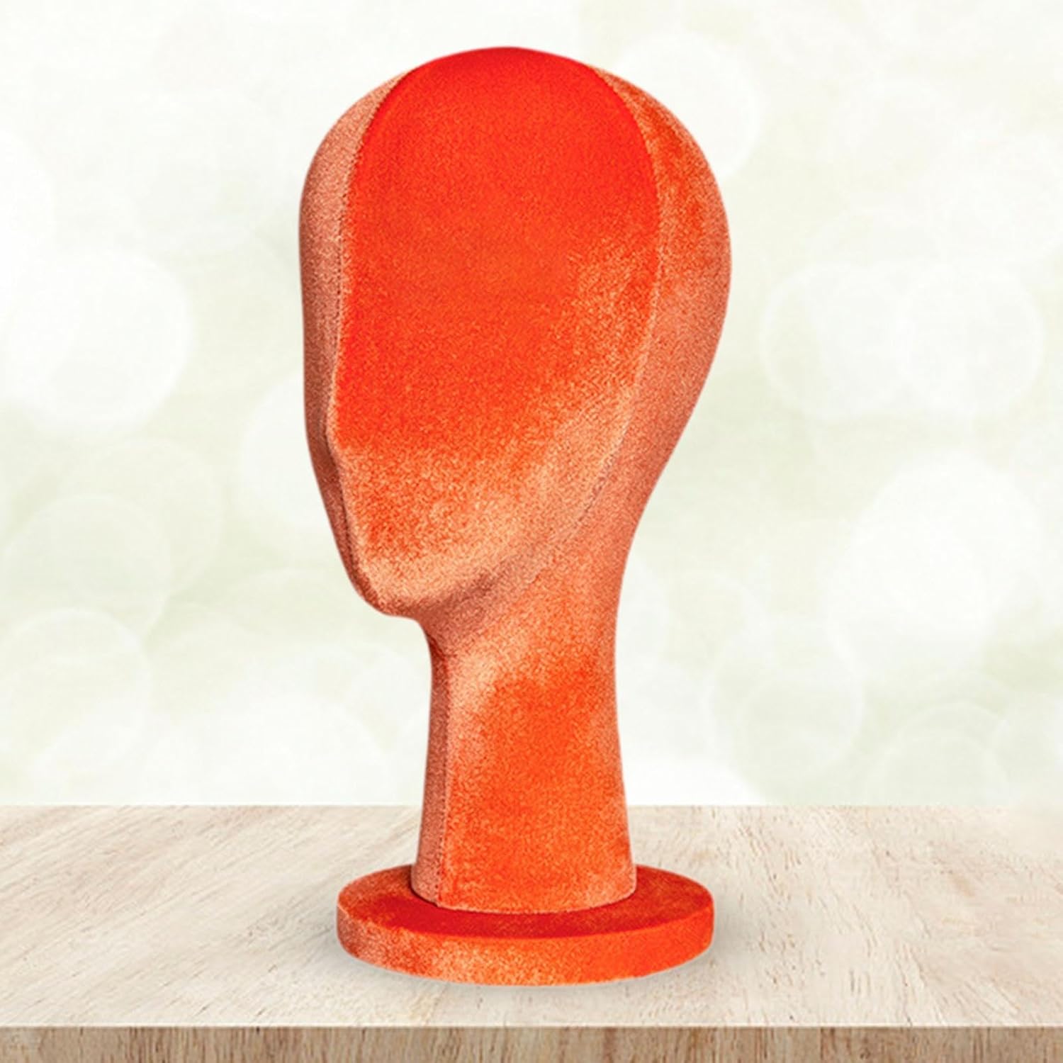 Menolana Female Head Mannquin Hat Display Mannequin Head Professional Display Styling Velvet Head Dress Form for Halloween Hat Headset, orange