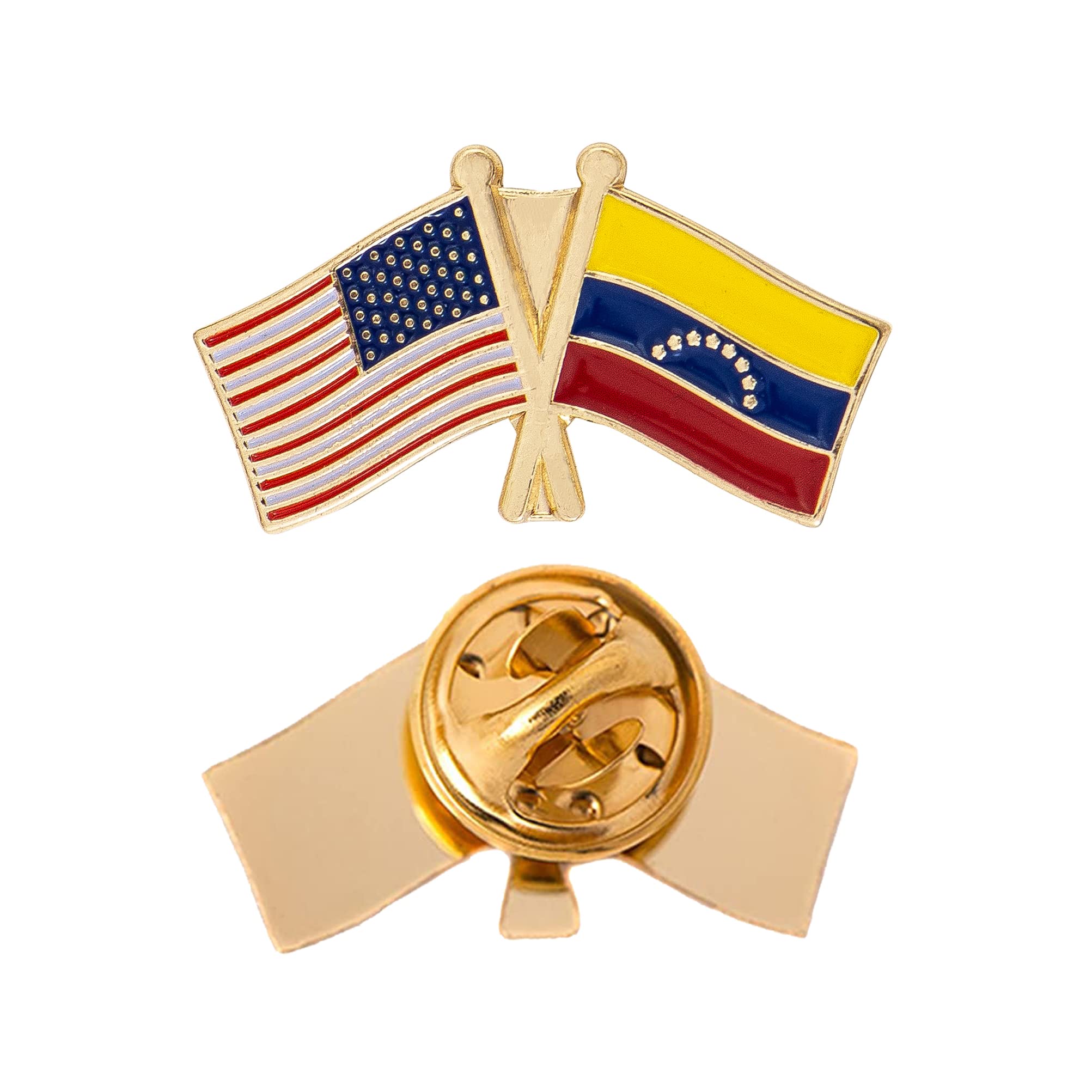 Desert Cactus Venezuela Flag Lapel Pin VEN Venezuela Made of Metal for Formal Wear, Bag and Hat Jewelry, and Tie Tack (Double Flag Pin)