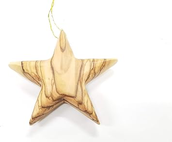 Certificated Assorted Bethlehem Olive Wood Christmas Tree Ornaments by Bethlehem Gifts TM Star Ornament