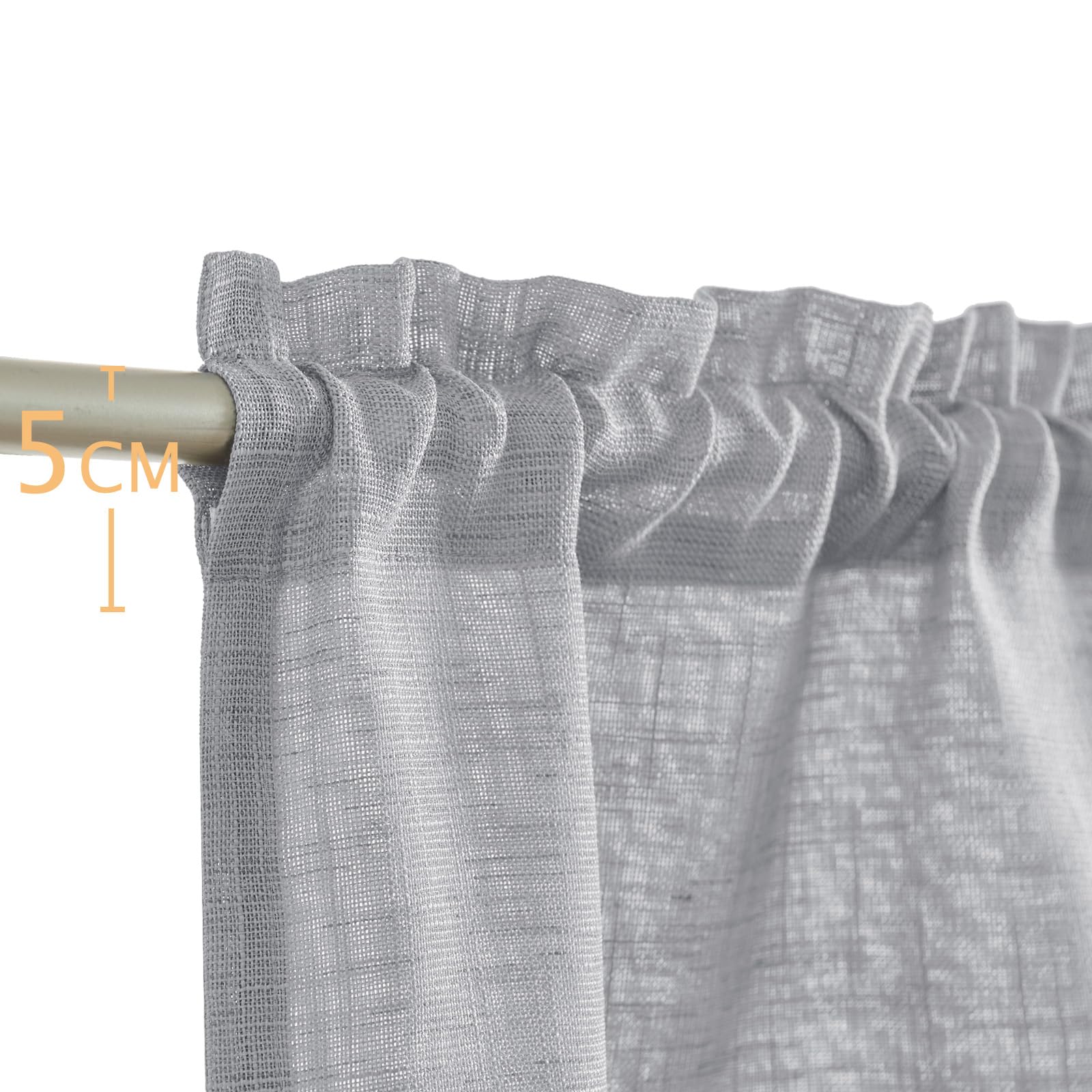 TOPICK Set di 2 tende in lino bianco, altezza 175 x larghezza 140 cm, con passanti nascosti, per soggiorno, cucina, camera da letto, finestra, in voile, trasparente, stile rustico moderno