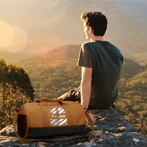 Vista 6 de TUGUAN Bolsas de gimnasio para hombres y mujeres, bolsa de gimnasio con bolsillo húmedo y compartimento para zapatos, bolsa de lona para hombres