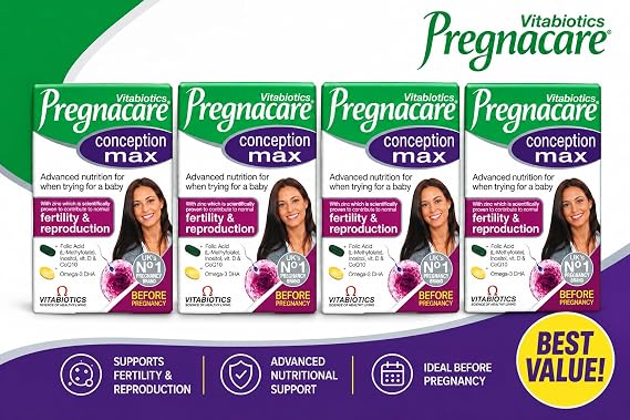4 x Pregnacare Max Conception and Fertility for Women - Maximum Support for Women Fertility and Conception