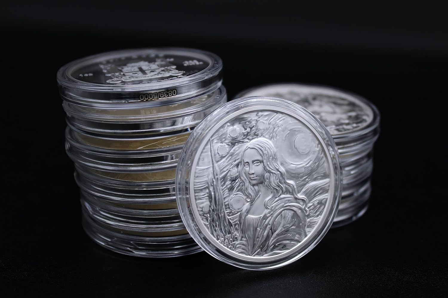 2024-1 oz Fiji Silver Mona Lisa x Van Gogh Starry Night Coin Proof-Like with Certificate of Authenticity $0.50 Seller PL