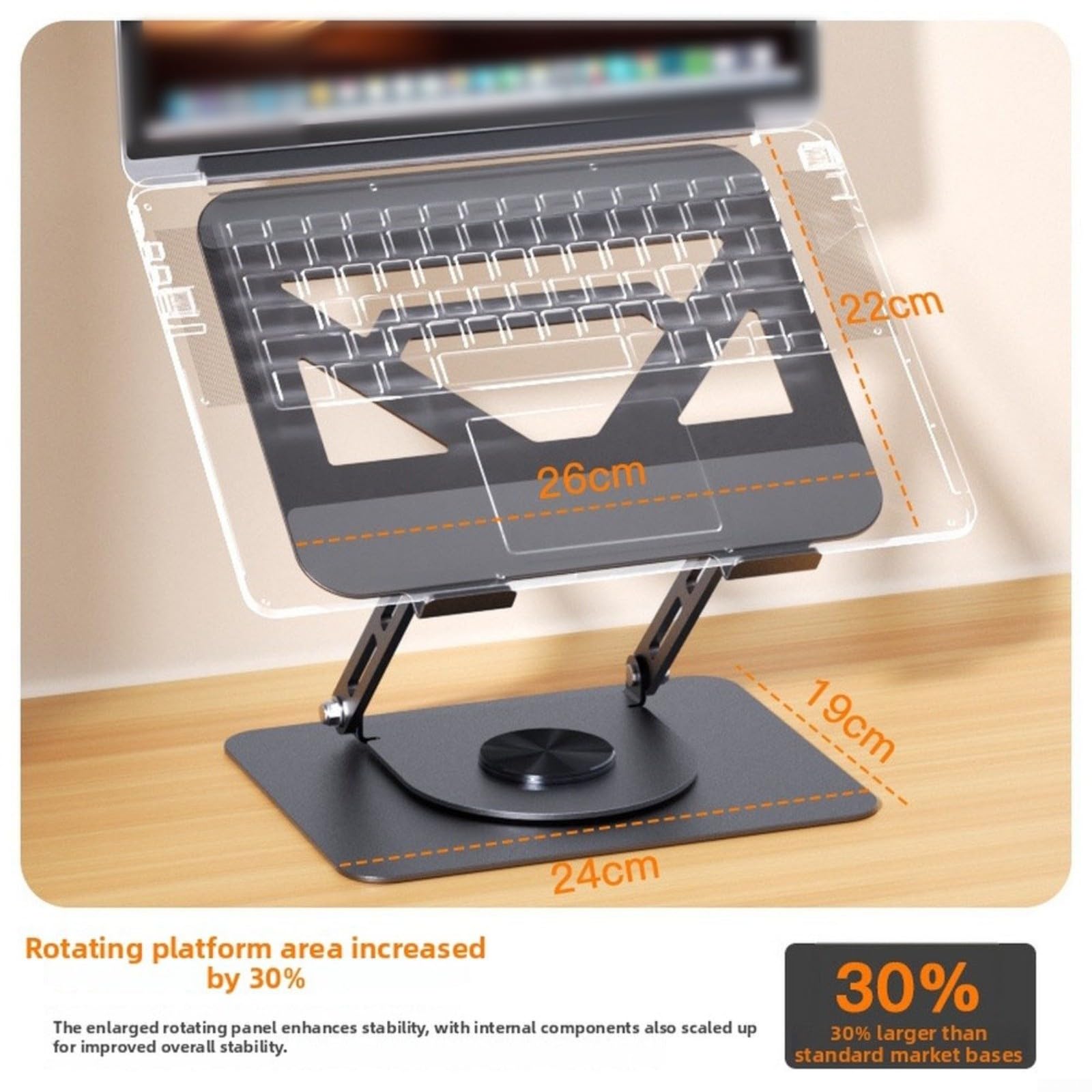 Docking station USB 3.0 con alloggiamento in alluminio, supporto pieghevole per laptop di tipo C per collegamento e raffreddamento, salvaspazio, grigio
