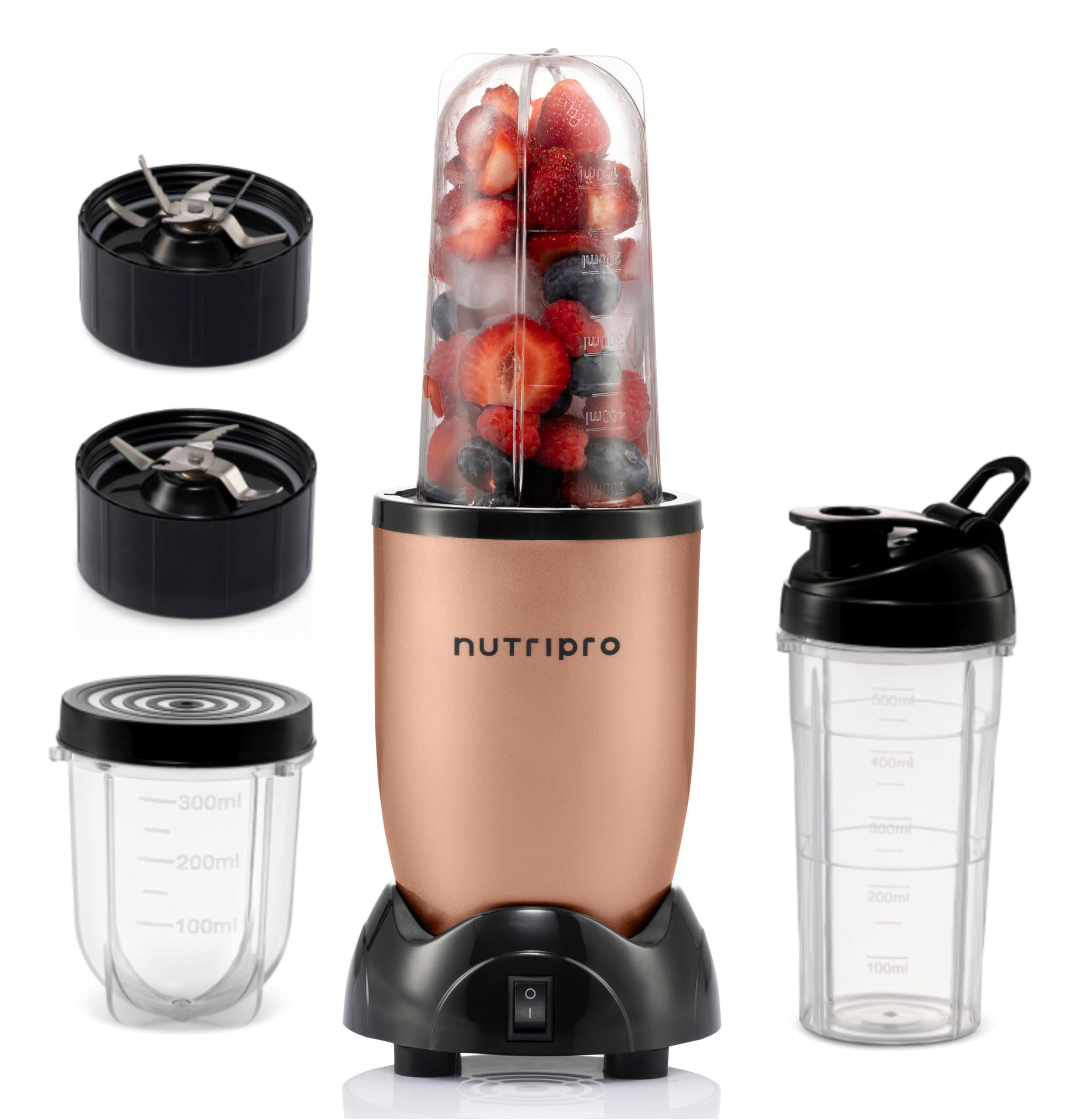 NutriPro Juicer Mixer Grinder - Smoothie Maker - 500 Watts (3 Jars & 2 Blades, Gold) - 2 Year Warranty