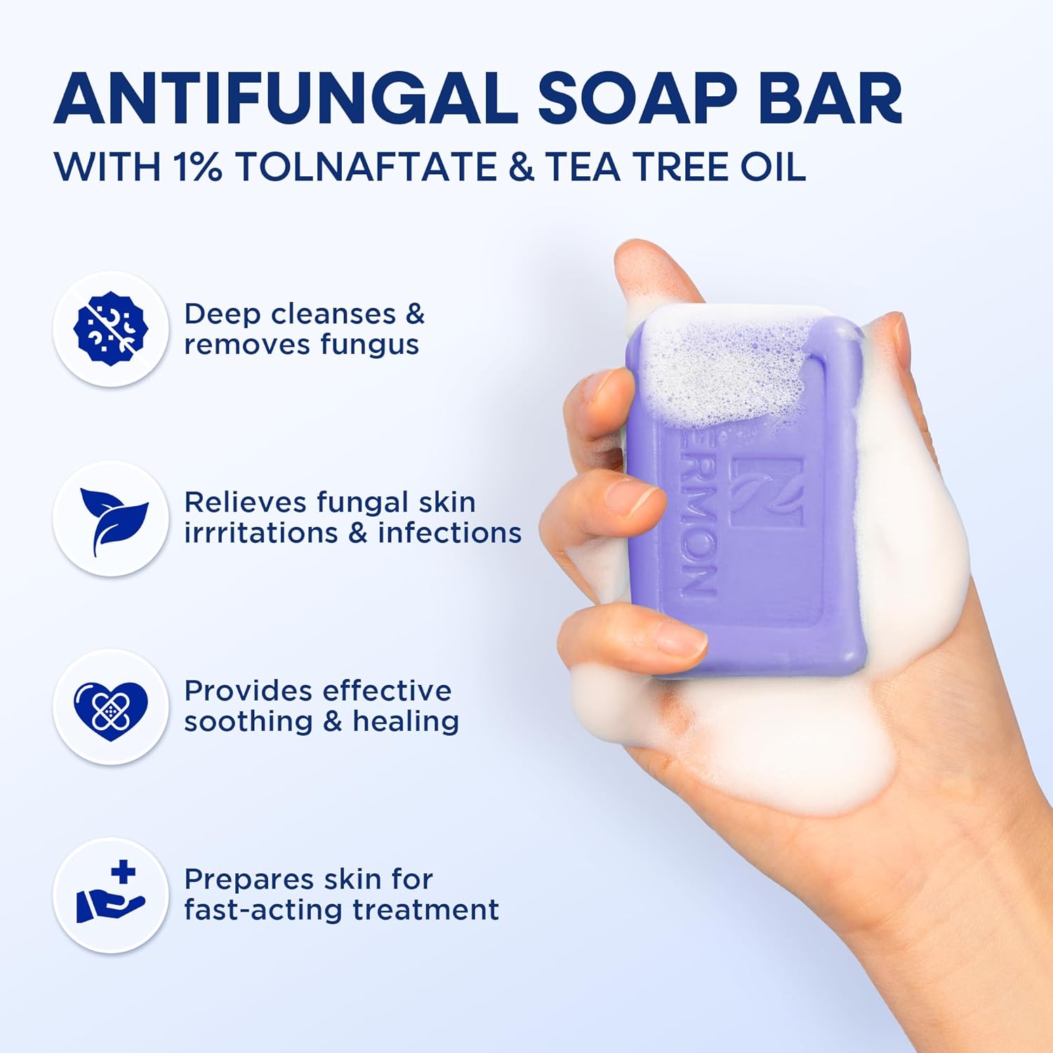 Hermon Antifungal Jock Itch Cream & Soap Kit: Anti Fungal Treatment for Ringworm, Psoriasis, & Athlete's Foot with Tea Tree Soap - Provides Soothing Relief for Body & Foot- 100g Bottle / 2 Bars - Image 5