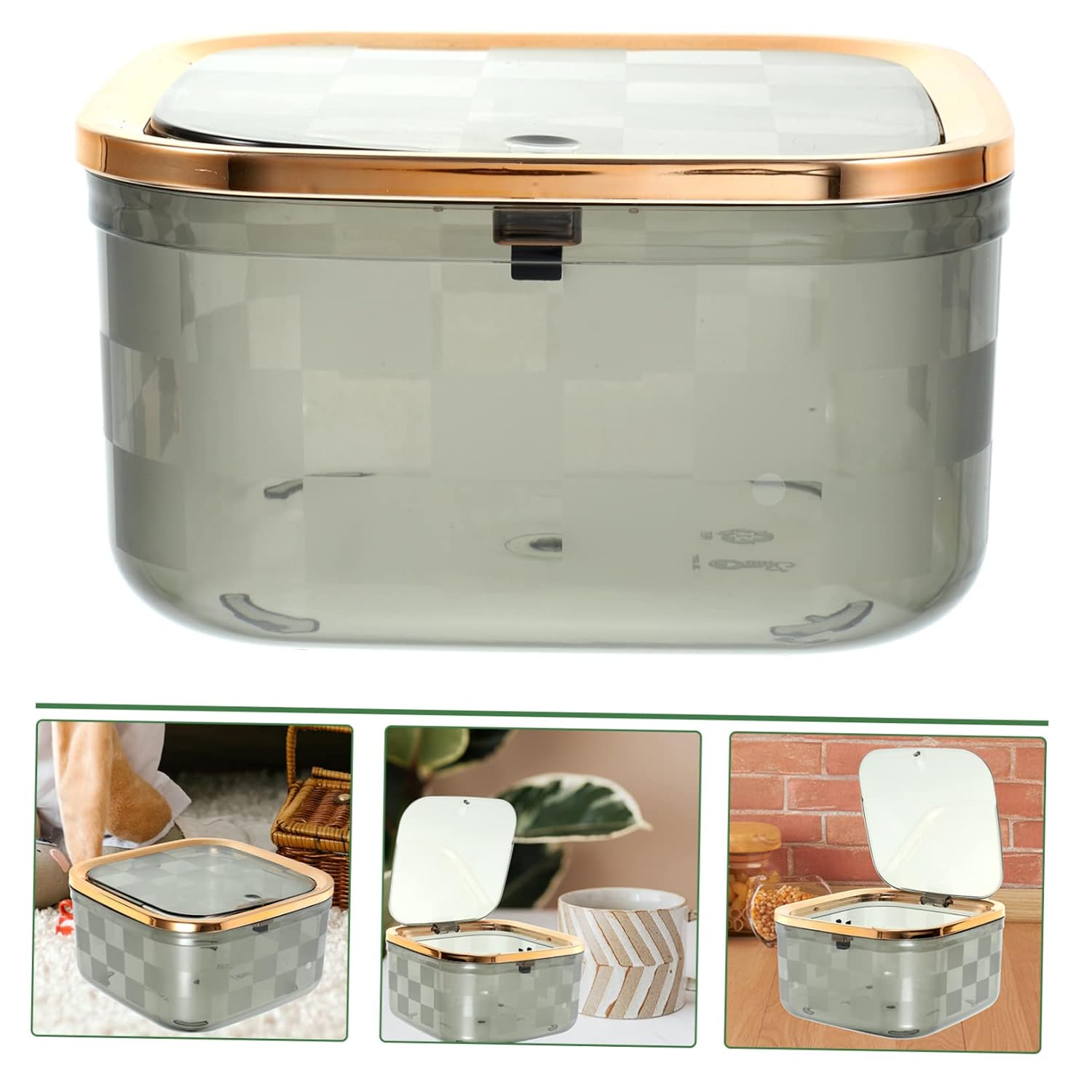 OUNONA Desktop Mini Trash Can Lid Stylish Wastebasket for Bedroom Office and Desk Use Compact Design for Spaces