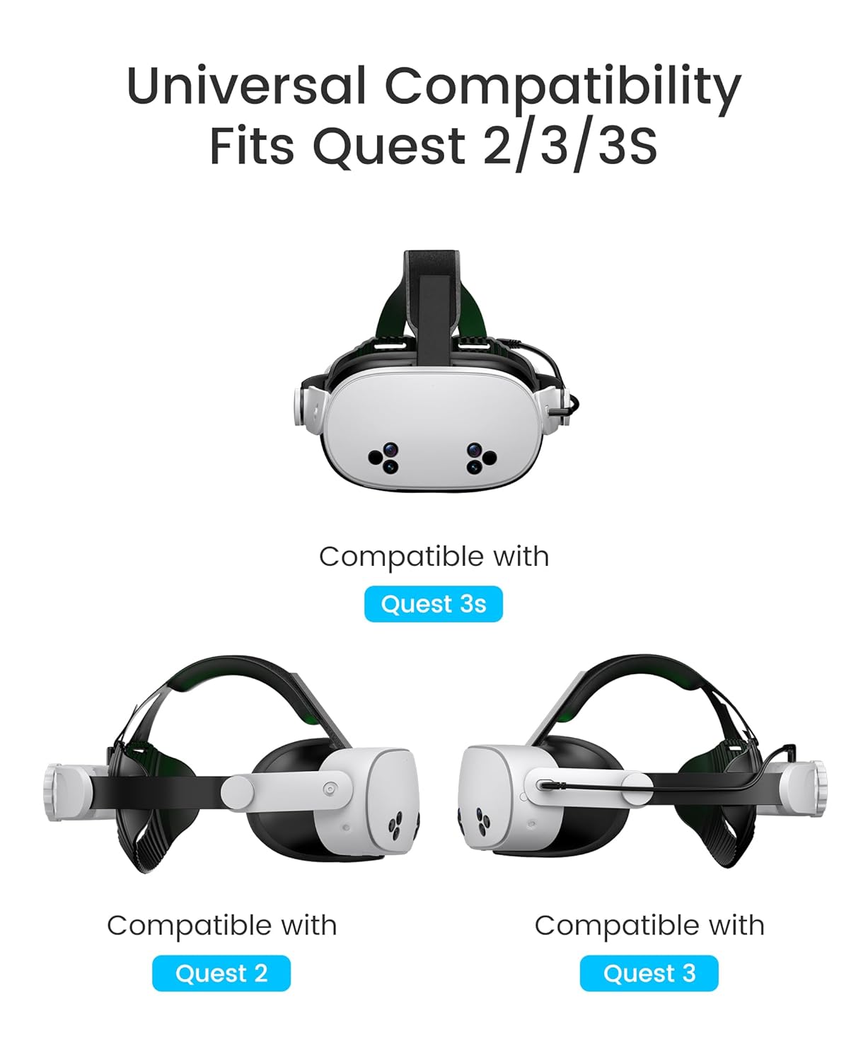 Battery Head Strap Compatible with Oculus Meta Quest 3S/3/2,10000mAh Battery VR Headset Strap Enhanced Support and Comfort, Adjustable Elite Strap Replacement- MV1001