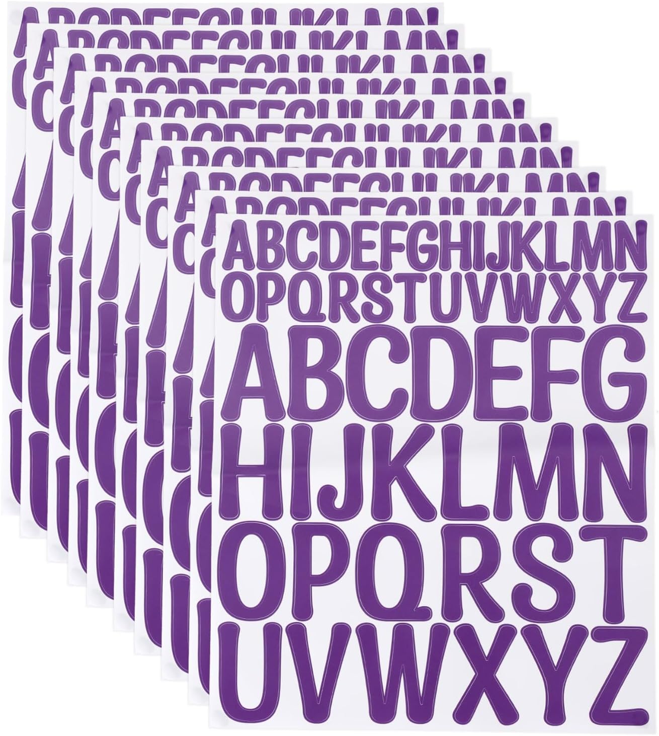 MECCANIXITY 624 Pieces Vinyl Letter Stickers, 12 Sheets 2 Inch Purple Artistic Font Self-Adhesive Cute Alphabet Stickers for DIY Craft Art Making, Gift Cards, Notebook Decals