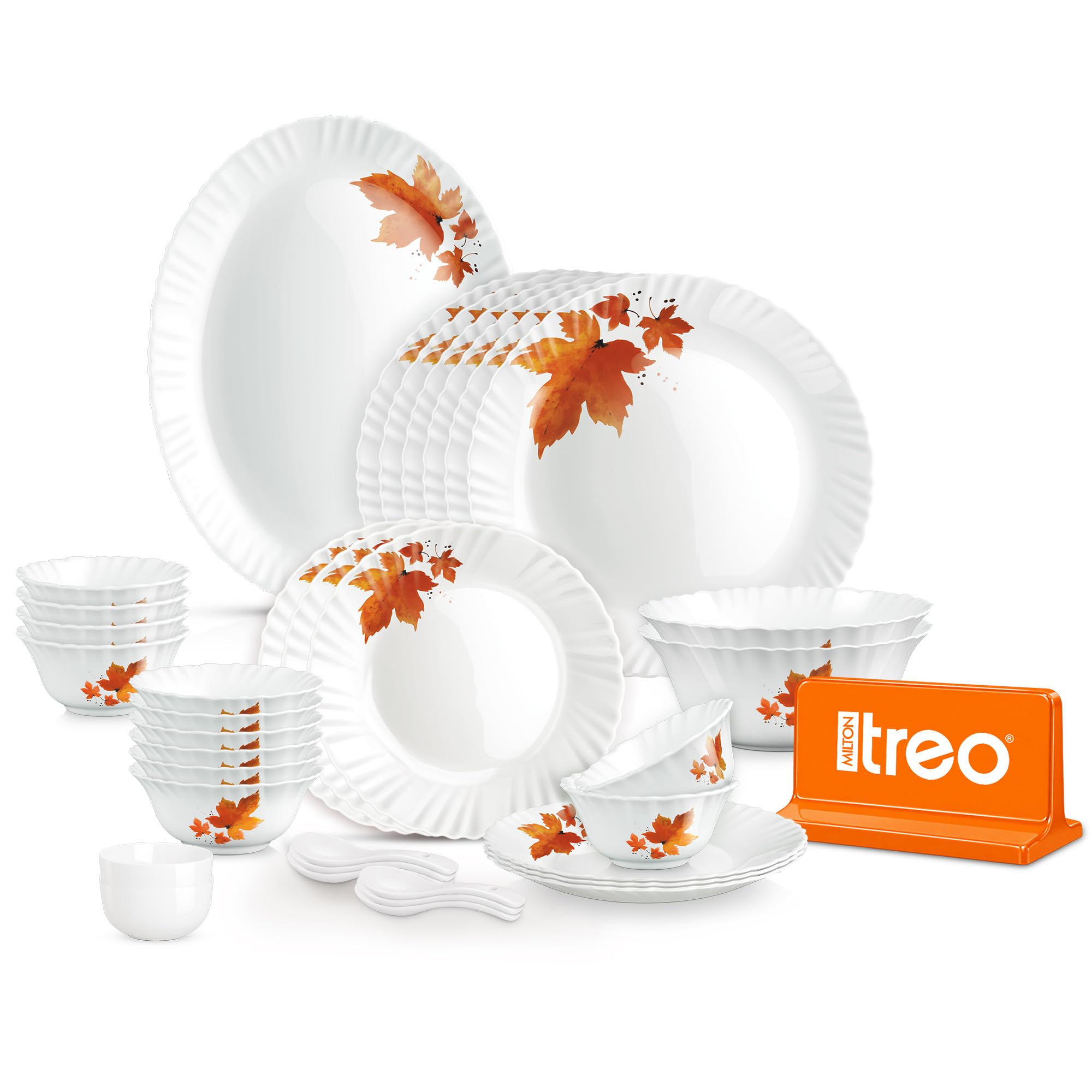 Treo Milton Opalware Dinner Set - 35 Piece, Dishwasher Safe -18