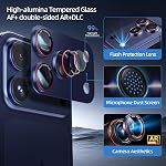 HelloDeere 9H High-alumina Tempered Glass Camera Lens Protector for iPhone 17 Pro Lens, Military-Grade Shatterproof with Strong Adsorption, Full Coverage Case-Friendly Cover (Blue, iPhone 17 Pro)