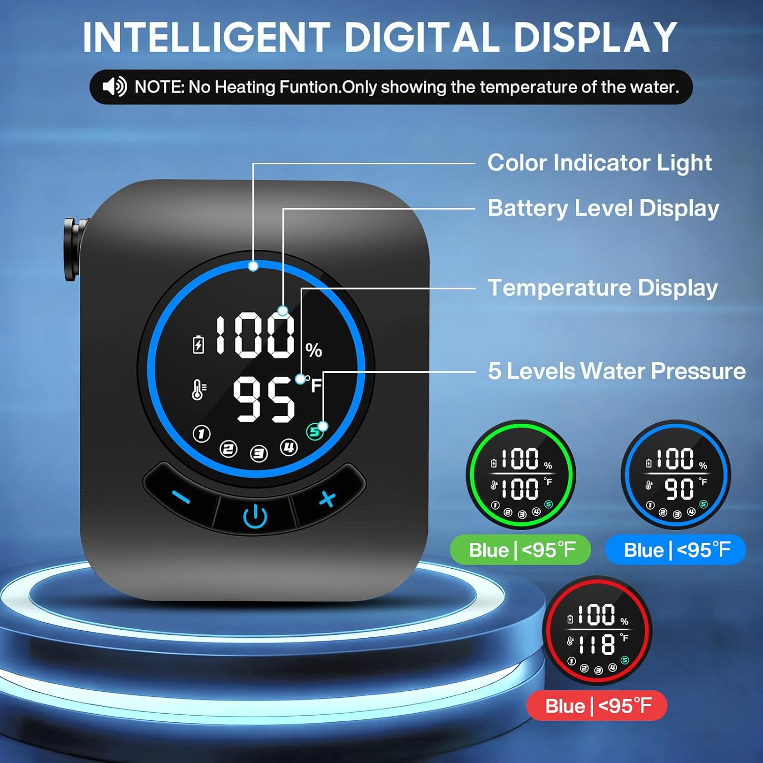 Portable Shower for Camping, 8000mAh Rechargeable Camping Shower with 5 Adjustable Speeds, 4 Spray Modes, LED Display, Kit for Hiking, Travel, Car, Pet