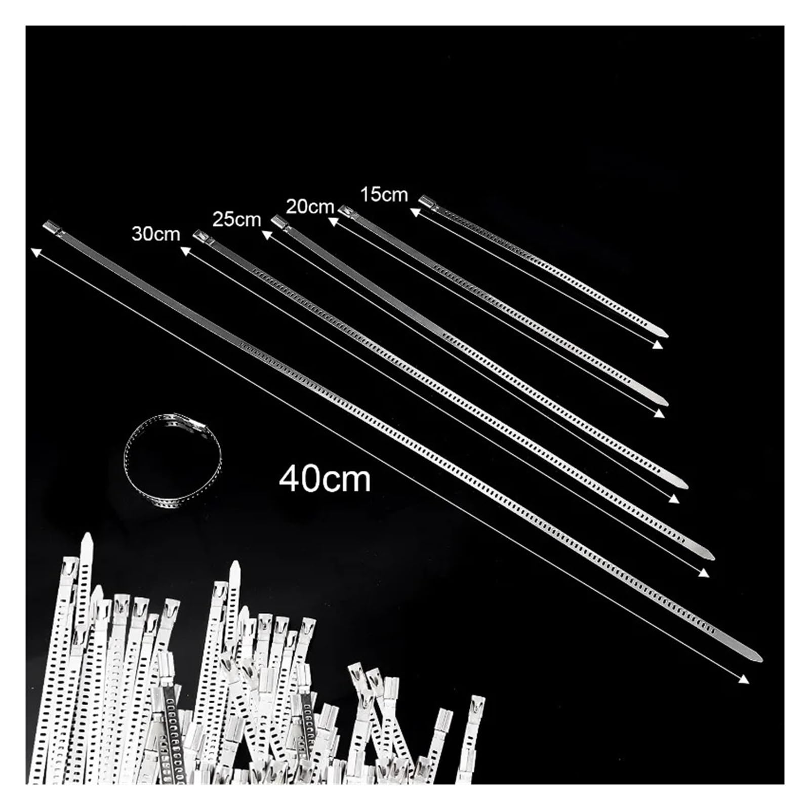 Fascette fermacavi autobloccanti in acciaio inossidabile da 50 pezzi, fermacavi multiuso in metallo, organizer per hardware(4.5x1000mm)