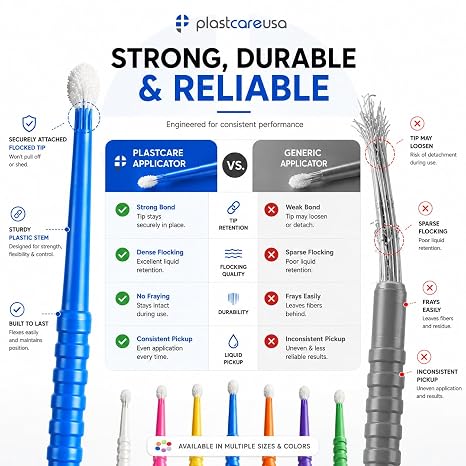 400 Regular Tip Micro Applicator Brushes - Disposable Dental Microbrushes with Bendable Tip - Microswabs for Eyelash Extensions - Microbrush Applicator Sticks with Cotton Tip (Blue, 4 Tubes of 100)