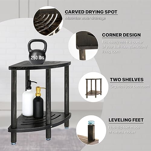 Miniatura 4 de Taburete de ducha esquinero de 16 pulgadas, asiento de ducha para ducha interior, taburete de ducha para afeitarse las piernas, taburete para