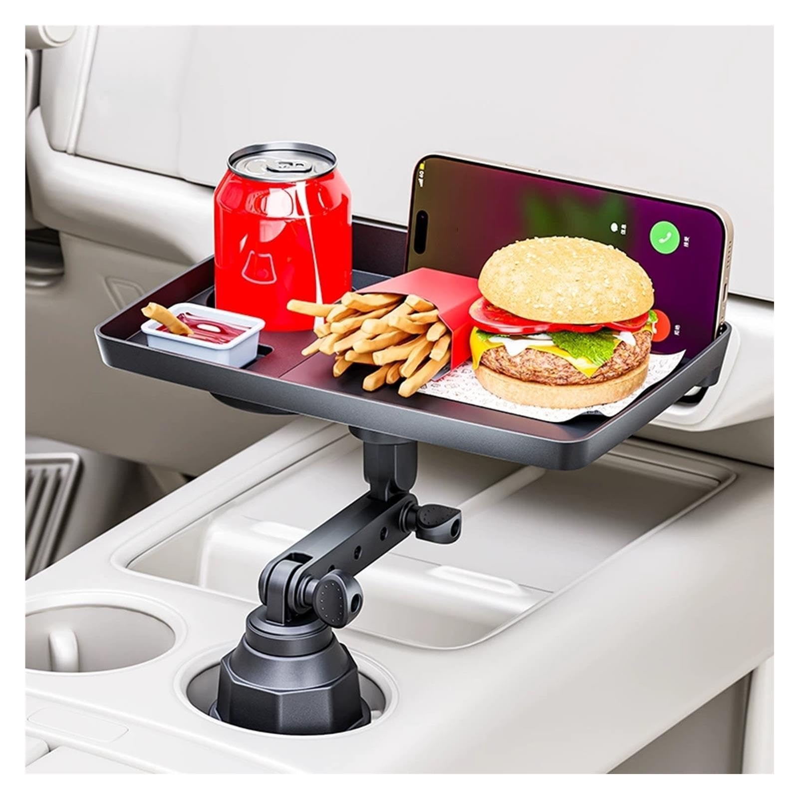 Mesa de Bandeja Universal para portavasos Coche con Soporte para teléfono