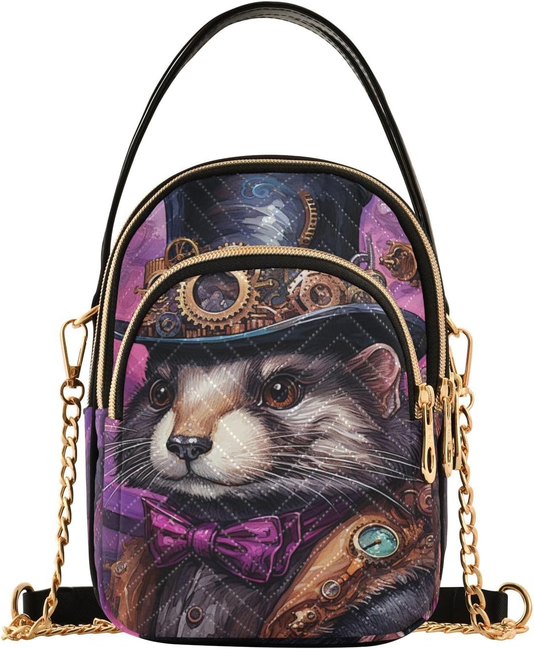 Women's Sling Bags-Steam Punk Animal, Fashion Crossbody Handbags Purse with Chain Strap Top handle 5.91×3.15×8.27 Inches