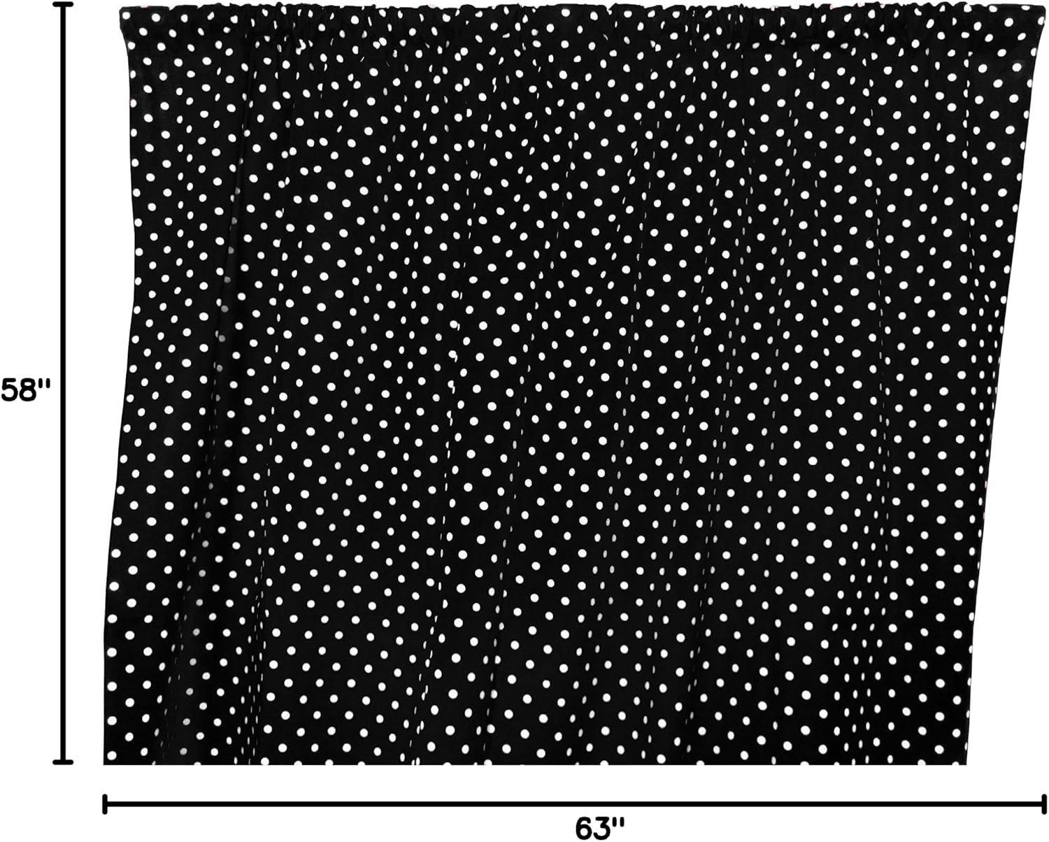 Zen Creative Designs Decorative Cotton Small Polka Dot Curtain Panel/Home Window Decor/Window Treatments/Small/Dots/Spots (58 Inch x 63 Inch, White Black)