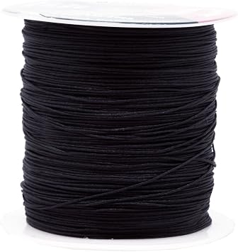 Mandala Crafts 0.5mm Black Rattail Nylon Satin Cord for Jewelry Making | 164 YDs, Heat Resistant Strings, for Friendship Bracelets, Chinese Knotting, Kumihimo, Beading, Macrame, Dream Catchers