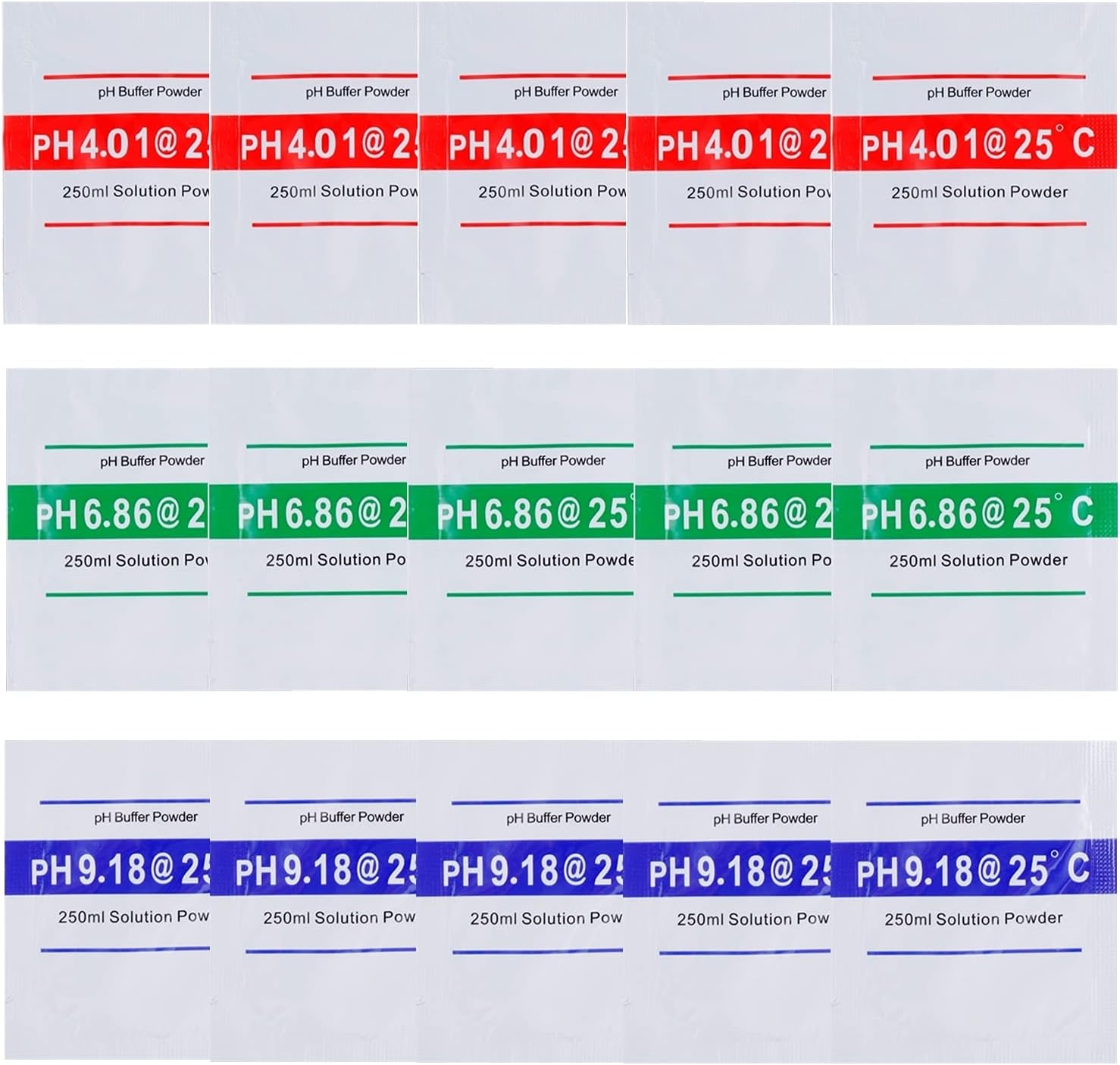 – BOJACK 15 Pack of pH Meter Buffer Solution Powder for Precise and Easy PH Calibration, PH Calibration Powder Solution 4.01pH,6.86pH and 9.18pH