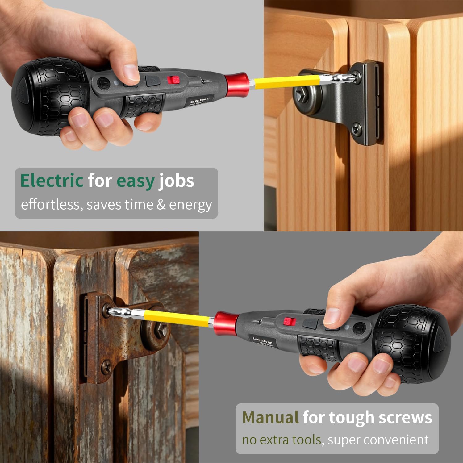 Upgraded 3.6V Cordless Electric Screwdriver, 3-Speed Torque Control, Electric Ball Grip Screwdriver, LED Light, 4 N.m Max Torque, Magnetic S2 Bit,1800mAh Battery (For Furniture/Electrical Repairs/DIY)