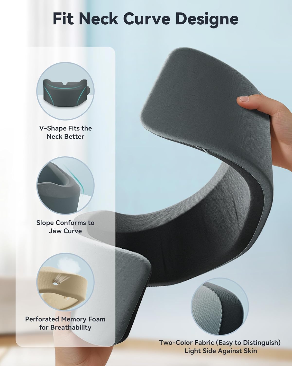 Memory Foam Neck Brace For Sleeping, For Neck Support Soft Cervical CollarGray Medium Size Fits Neck Circumference 13.78-16.54 inch (35-42 cm), Height 3.15-3.54 inch (8-9 cm)
