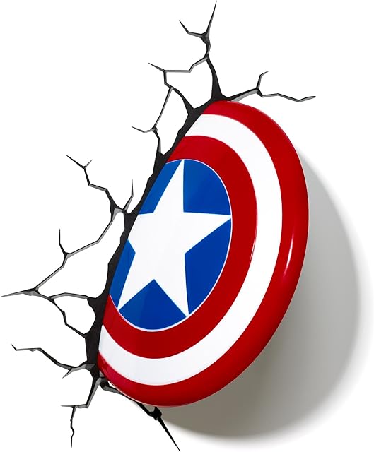 3D Light FX 816733002187 Marvel Captain America Shield 3D Wall Light, Red, White and Blue