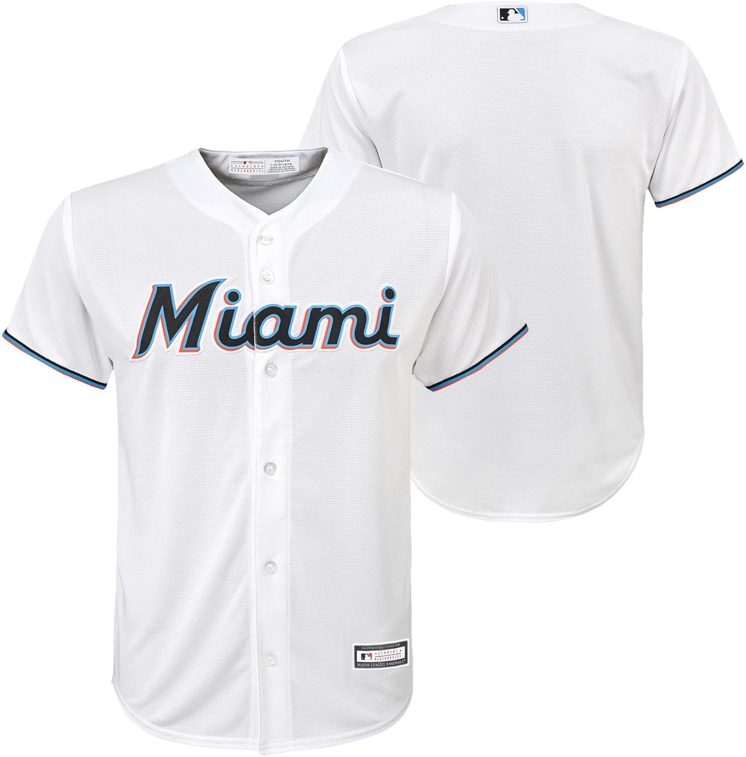 Outerstuff Miami Marlins MLB Kids Youth 4-20 White Home Team Jersey