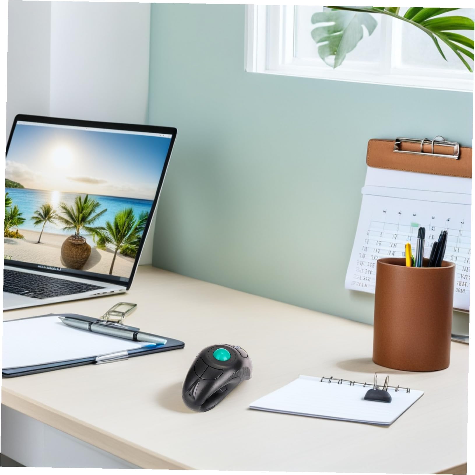 DOITOOL Souris Trackball sans Fil Portable en Plastique Noir Contrôle par Pouce USB 2.4ghz 1000dpi pour Ordinateur Portable Droitier et Gaucher